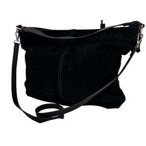 Gorgeous Genuine Cow Seude Leather Black Shoulder/Strap Hobo Bag